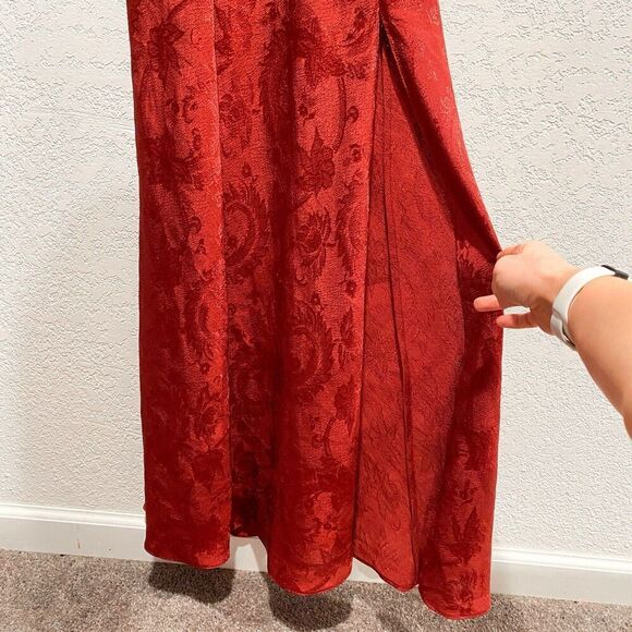 VIntage Victoria's Secret Gold Label Maxi Slip dress Burgundy Nightgown Chemise - Picture 3 of 11